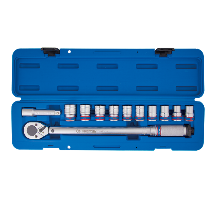 Torque Micro Drive 1/2" 30-150 Libras/ft + Juego de Socket de 13-24 mm 12 Piezas King Tony