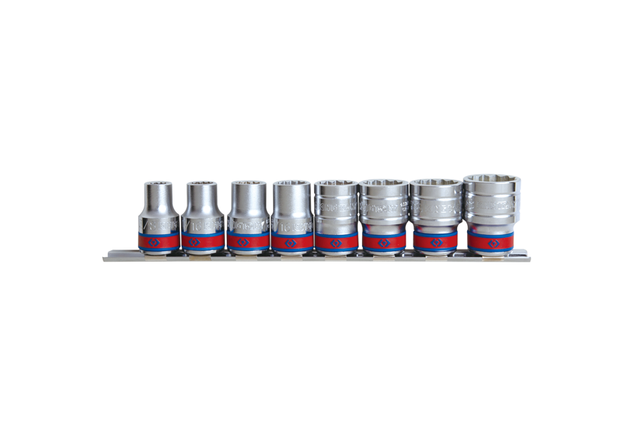 Juego de Socket 1/2" 3/8"-7/8" 6 Puntas en Riel 8 Piezas King Tony