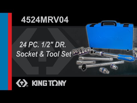 Juego de Socket 1/2" de 8-32 mm + Ratchet Telescópico 24 Piezas King Tony