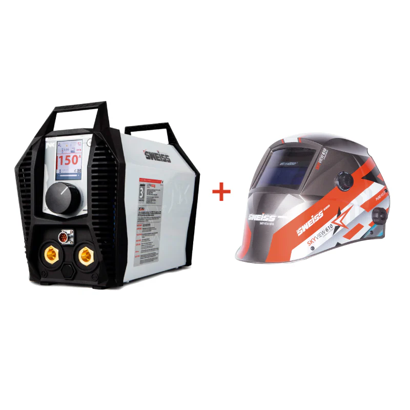 Maquina Para Soldar Sweiss Skymax 1550 Nx 150A 110/220V + Careta Para Soldar Skyview 610 Sweiss