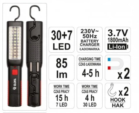 Lampara Ajustable de Trabajo 30+7 LED 100 LM