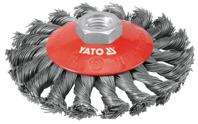 Cepillo Cónico Entorchado Acero Gris 4" x 5/8"-11 Yato