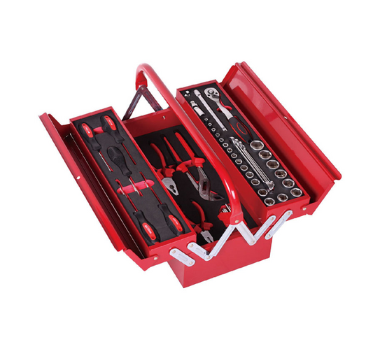 Caja Herramientas Plegable 5 Gavetas 17" 64 Pc.
