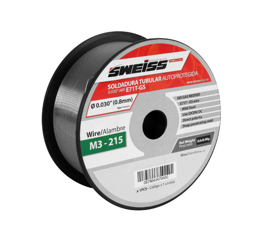 Rollo Soldadura Fcaw Autoprotegida 0.030' 0.8mm Aws E71T-Gs (2 Lb) Sweiss
