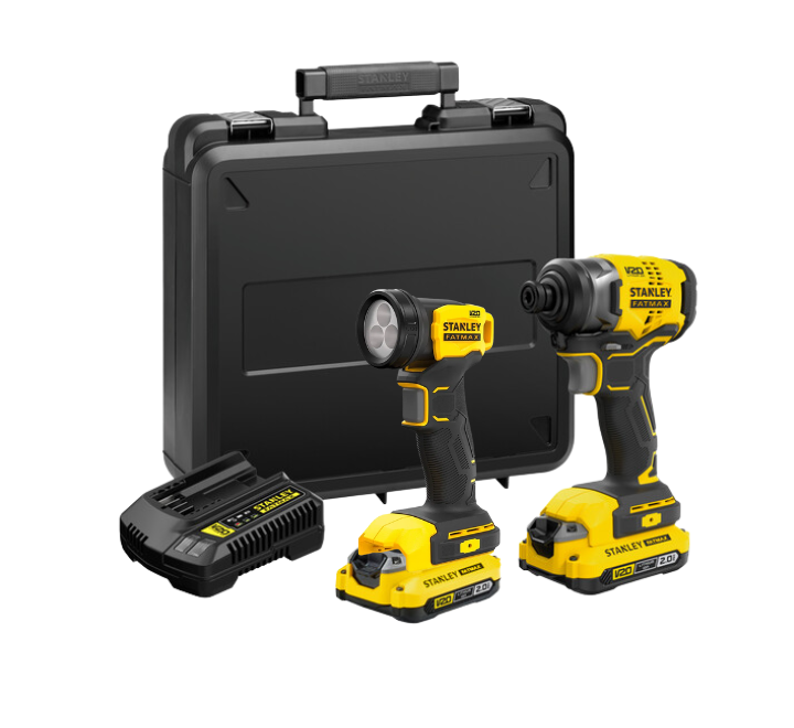 Atornillador Impacto 1/4" 20 V 0-2000 RPM 100 Nm 50-60 Hz + Lámpara Stanley