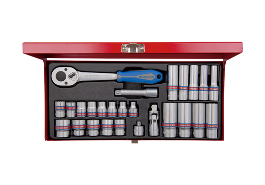 Juego de Socket 3/8" 1/4"-13/16" Estándar y Largo 12 Puntas 26 Piezas King Tony