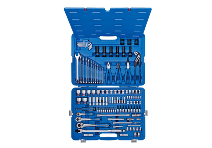 Juego de Socket 6Pt 1/4" + 3/8" + 1/2" y Herramientas 119 Piezas King Tony