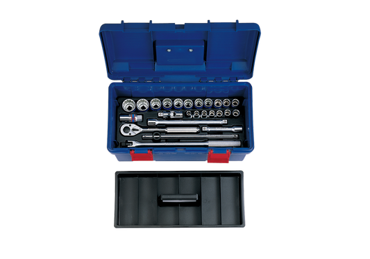 Caja de Herramientas Plástica 17" 10-32M 12PT 25 Piezas 1/2" 10-32M 12PT 25 Piezas King Tony