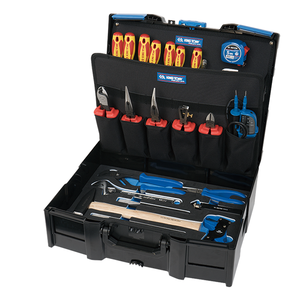 Juego de Caja de Herramientas Aisladas VDE de 37 Piezas Mango Madera King Tony