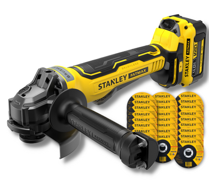Esmeril Angular 5" 20 V 4 AH 2 Baterías + Cargador + 25 Discos STA8061 Stanley