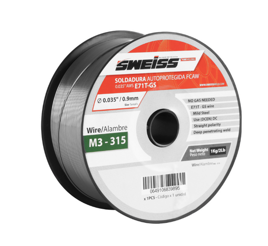 Rollo Soldadura Fcaw Autoprotegida 0.035' 0.9mm Ws E71T-Gs (2 Lb)